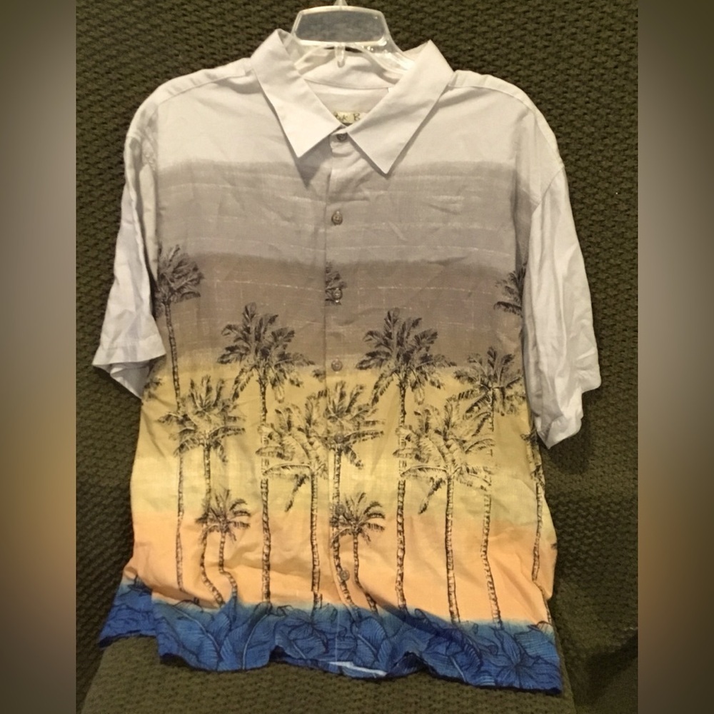 Batik Bay Men’s Tropical Shirt, Button Down w/Palm Tree Graphic; Size XXL